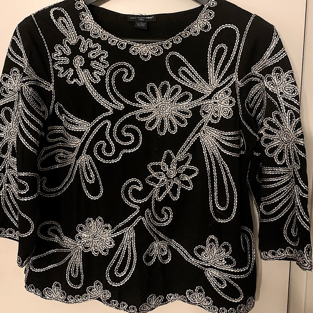 Saint Tropez West Dress Top with Decorative Embroidered Braid Trim